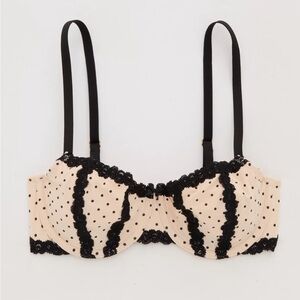 ISO Aerie Black and Cream Polka Dot Bra